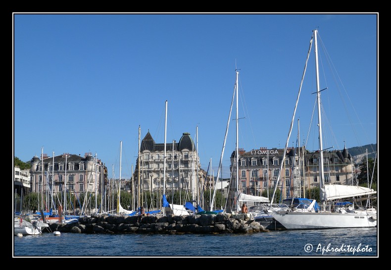 098 Le port des Eaux Vives et les immeubles du quai Gustave Ador